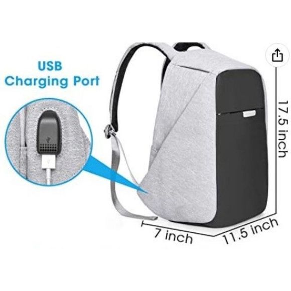 Oscaurt Backpack with USB | Grey - Picture 3 of 13